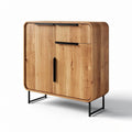 **Technische titel in het Nederlands: Modern houten dressoir met metalen pootjes en minimalistisch ontwerp**