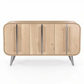 **Moderne houten dressoir met gebogen randen en stijlvolle handgrepen**